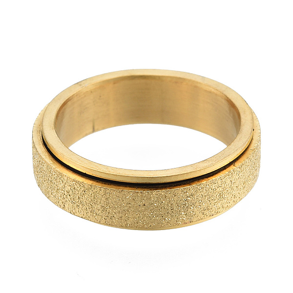 

PandaHall 201 Stainless Steel Sand Blast Rotating Finger Ring, Calming Worry Meditation Fidget Spinner Ring for Women, Light Gold, Inner...