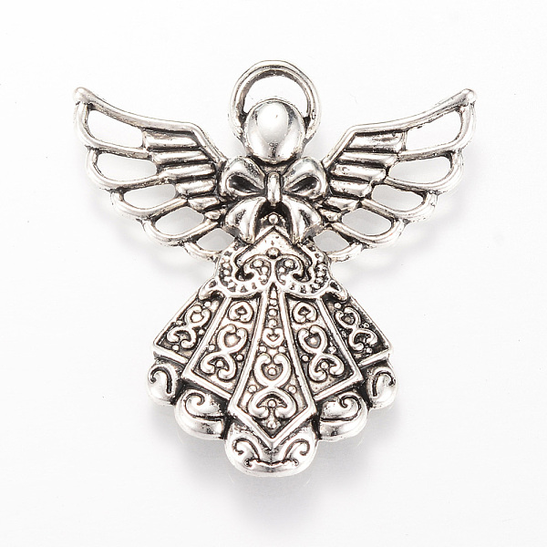 

PandaHall Tibetan Style Alloy Pendants, Angel, Cadmium Free & Lead Free, Antique Silver, 42x39x4mm, Hole: 2mm Alloy Angel & Fairy