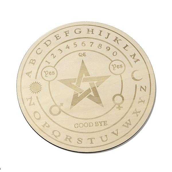

PandaHall Wood Pendulum Board, Wooden Dowsing Divination Board, for Witchcraft Wiccan Altar Supplies, Flat Round, Star Pattern, 200x4.5mm...