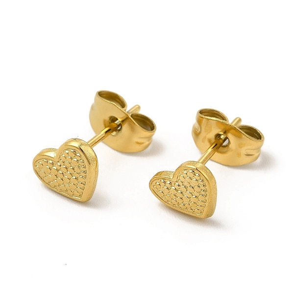 

PandaHall Ion Plating(IP) 304 Stainless Steel Heart Stud Earrings for Women, Real 18K Gold Plated, 6x7mm, Pin: 0.8mm 304 Stainless Steel...