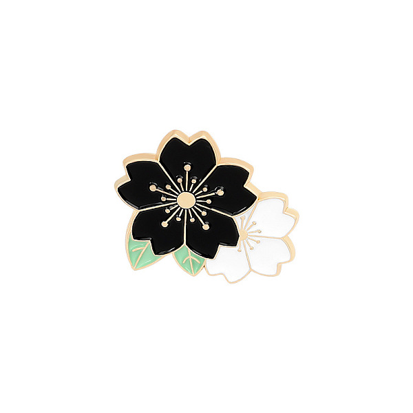 

PandaHall Creative Zinc Alloy Brooches, Enamel Lapel Pin, with Iron Butterfly Clutches or Rubber Clutches, Flower, Golden, Black, 23.5x27mm...