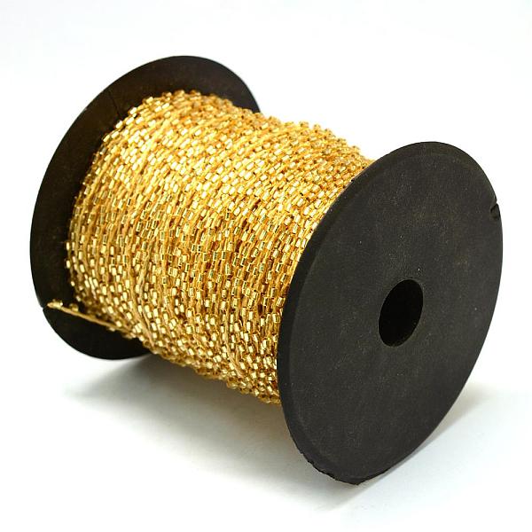 

PandaHall Silver Lined Transparent Bugle Bead Cords, with Polyester Cords, with Random Color Spools and Nylon Cords, Round Hole, Goldenrod..., Gold