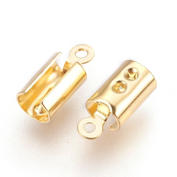 

PandaHall 304 Stainless Steel Folding Crimp Ends, Fold Over Crimp Cord Ends, Golden, 9.5x4x3.5mm, Hole: 1mm, Inner Diameter: 3~3.5mm 304...