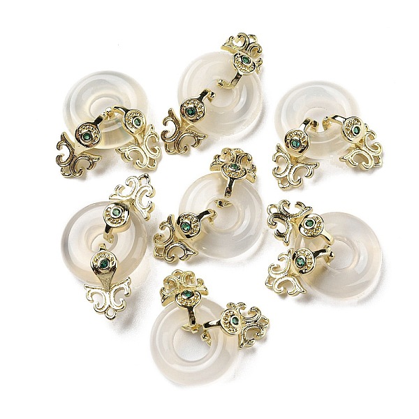 

PandaHall Natural White Agate Connector Charms, Donut Links with Brass Findings, Real 14K Gold Plated, 27x15x8mm, Hole: 1mm Natural Agate...