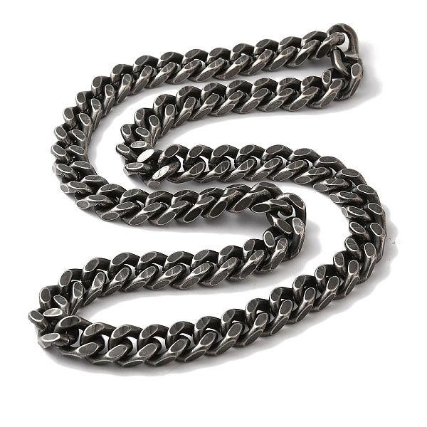 

PandaHall 201 Stainless Steel Cuban Link Chain Necklaces, Antique Silver, 23.62 inch(60cm) 201 Stainless Steel