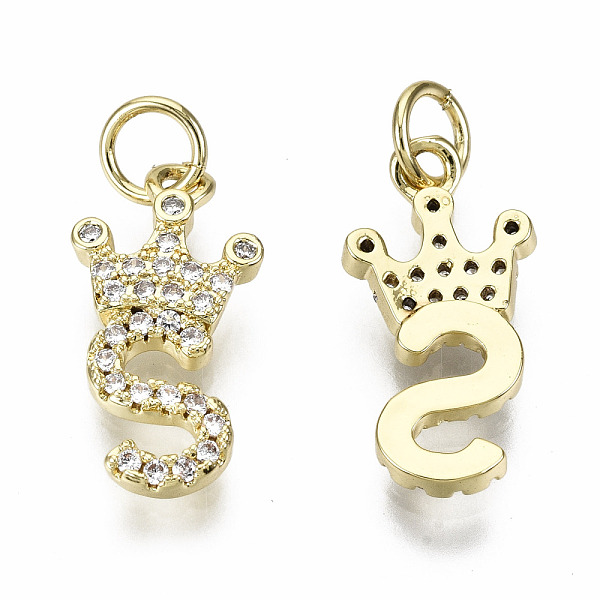

PandaHall Brass Micro Pave Clear Cubic Zirconia Pendants, with Jump Ring, Nickel Free, Letter, Real 16K Gold Plated, Letter.S, 17.5x9x2mm...