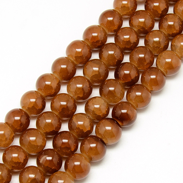 

PandaHall Baking Painted Crackle Glass Bead Strands, Round, Saddle Brown, 6mm, Hole: 1.3~1.6mm, about 133pcs/strand, 31.4 inch Glass Round