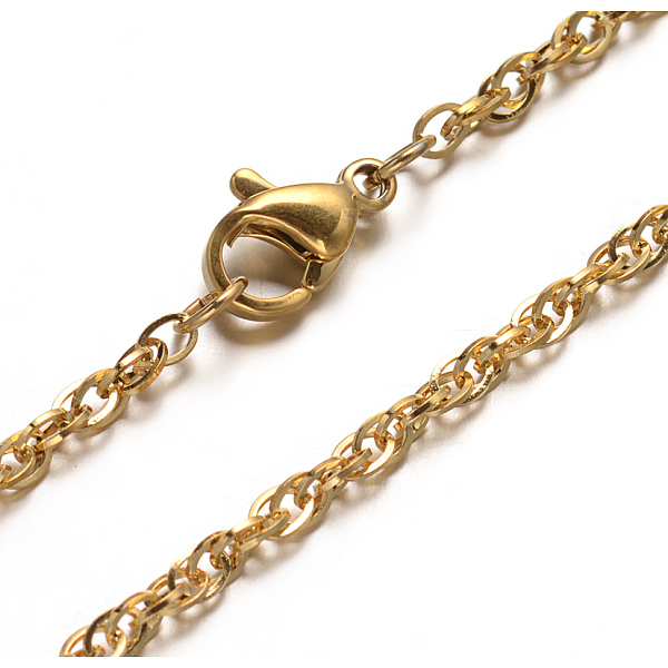

PandaHall 304 Stainless Steel Double Link Chains Necklaces, with Lobster Claw Clasps, Golden, 29.52 inch(75cm) 304 Stainless Steel