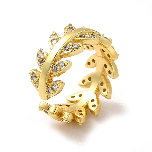

PandaHall Clear Cubic Zirconia Leafy Branch Wrap Open Cuff Ring, Brass Jewelry for Women, Lead Free & Cadmium Free, Real 18K Gold Plated...