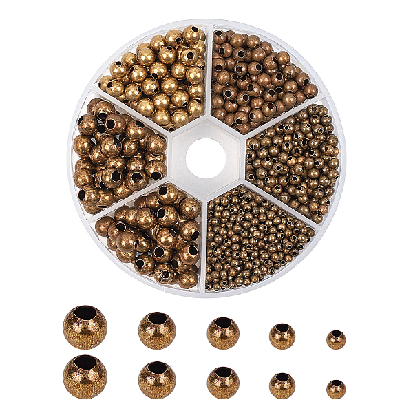

PandaHall PH 1150pcs 5 Sizes Smooth Spacer Beads Antique Bronze Tiny Spacer Beads Loose Beads for Jewelry Making Supplies(2.4mm, 3mm, 4mm...