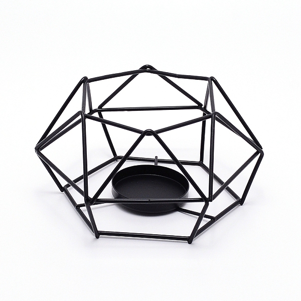 

PandaHall Iron Hollow Candle Holder, Perfect Home Party Decoration, Polygon, Electrophoresis Black, 15x13x7.8cm, Inner Diameter: 5cm Iron...
