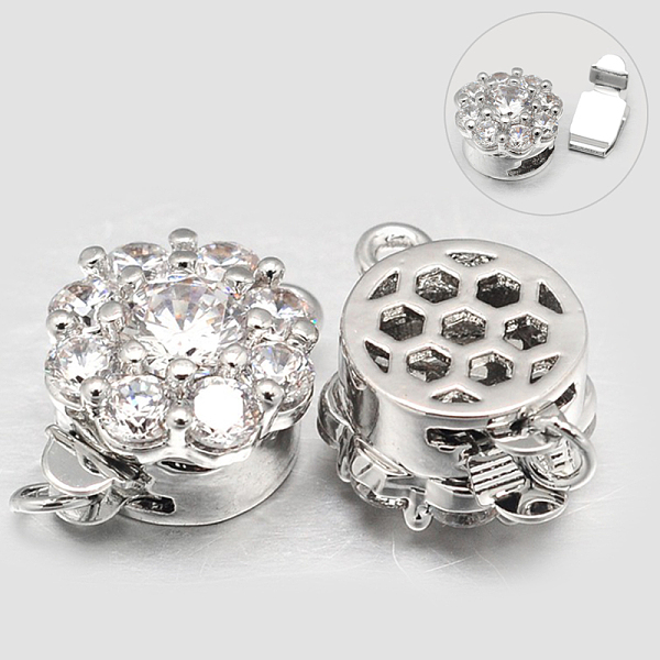 

PandaHall Eco-Friendly Vacuum Plating & Long-Lasting Plated Brass Micro Pave Cubic Zirconia Box Clasps, Flower, Cadmium Free & Nickel Free &..., Clear