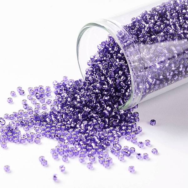 

PandaHall TOHO Round Seed Beads, Japanese Seed Beads, (2224) Silver-Lined Transparent Purple, 15/0, 1.5mm, Hole: 0.7mm, about 3000pcs/bottle...