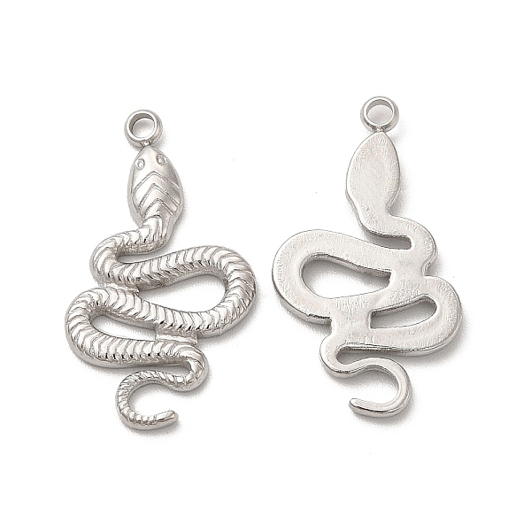 

PandaHall 201 Stainless Steel Pendants, Snake Charm, Stainless Steel Color, 25x14x2mm, Hole: 1.5mm 201 Stainless Steel Snake