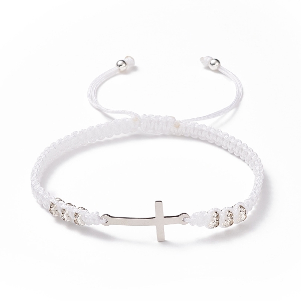 

PandaHall 201 Stainless Steel Cross Link Bracelet, Braided Adjustable Bracelets for Women Men, White, Inner Diameter: 2-1/4~3-1/2 inch...