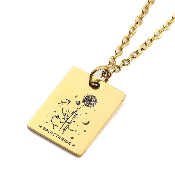 

PandaHall Birthday Flower 304 Stainless Steel Pendant Nacklaces For Women, Cable Chain Necklaces, Real 18K Gold Plated, Sagittarius, 17.72...