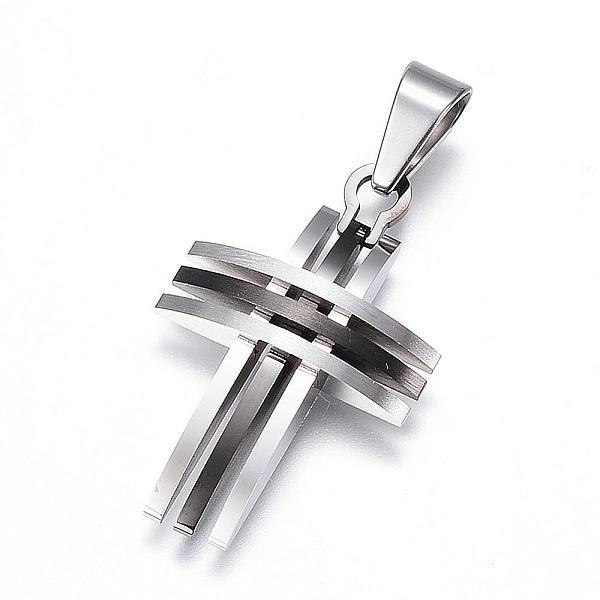 

PandaHall 304 Stainless Steel Pendants, Frosted & Smooth Surface, Cross, Gunmetal & Stainless Steel Color, 28x20x5mm, Hole: 7x5mm 304...