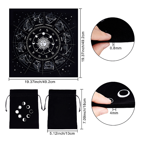 

PandaHall CREATCABIN Altar Cloth Moon Phases Sun Celestial Constellation Tarot Deck Spiritual Tapestry Tablecloth Sacred Cloth Astrology..., Black