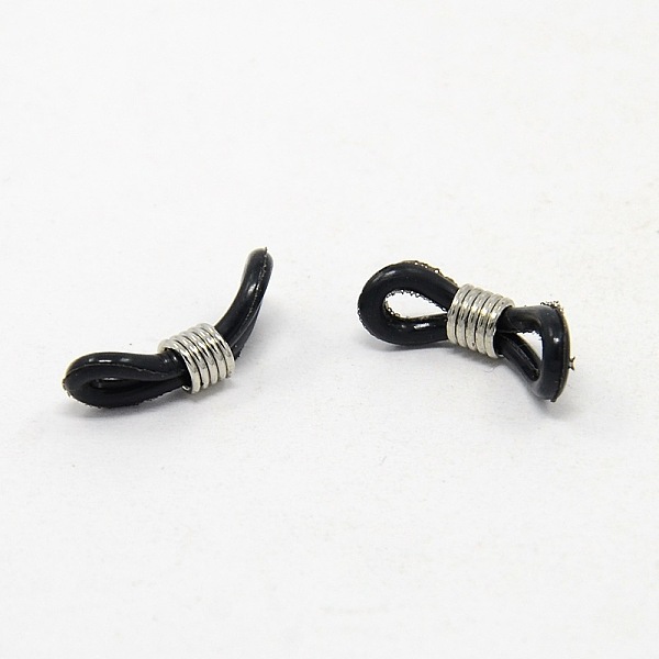 

PandaHall Eyeglass Holders, Glasses Rubber Loop Ends, Iron and Plastic, Platinum Color, Black, about 4.2mm wide, 19mm long Synthetic Rubber...