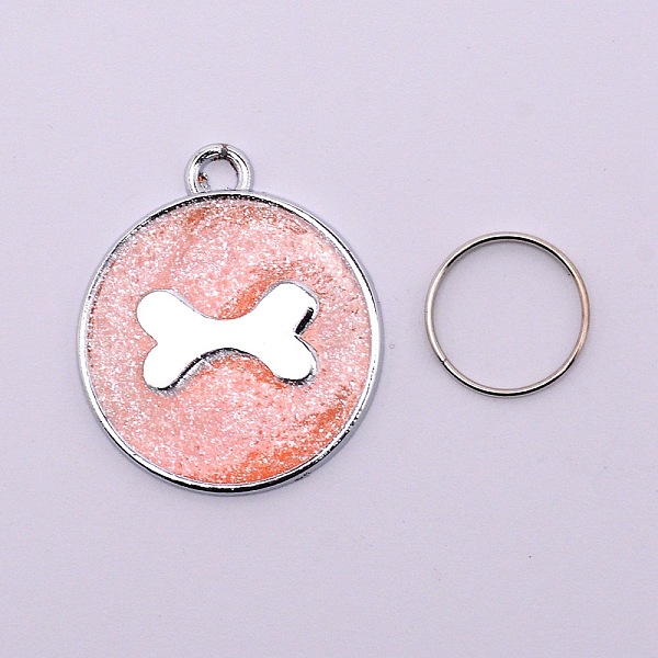 

PandaHall Alloy Charms, with Gold Foil and Iron Rings, Cadmium Free & Lead Free, Flat Round with Bone, Dark Salmon, 29.5x25.5x1.5mm, Hole..., Red