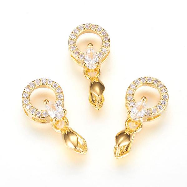 

PandaHall Long-Lasting Plated Brass Micro Pave Cubic Zirconia Ice Pick Pinch Bails, Real 18K Gold Plated, Ring, Golden, 19mm, Hole: 1.5x6mm..., Clear