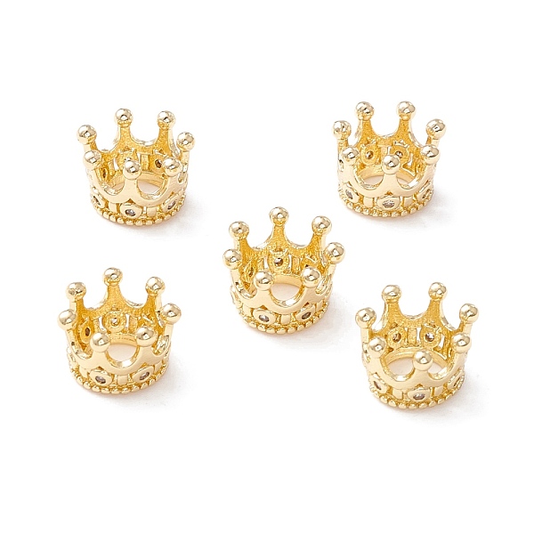

PandaHall Brass Micro Pave Clear Cubic Zirconia Beads, Large Hole Beads, Long-Lasting Plated, Cadmium Free & Lead Free, Crown, Golden...