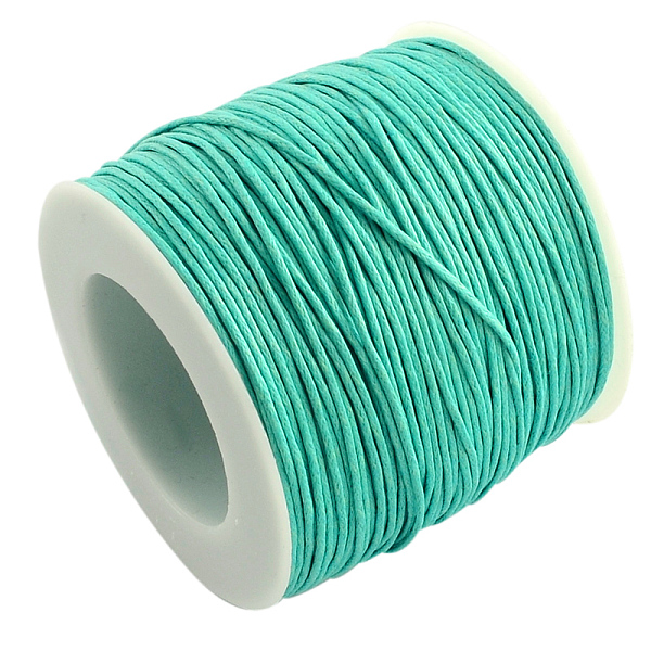 PandaHall Waxed Cotton Thread Cords, Aquamarine, 1mm, about 100yards/roll(300 feet/roll) Waxed Cotton Cord Round Green