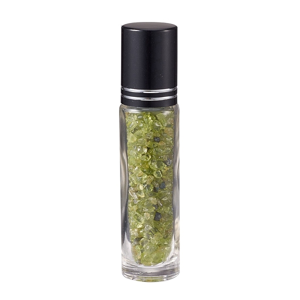 

PandaHall Glass Roller Ball Bottles, Essential Oil Refillable Bottle, with Peridot Chip Beads, for Personal Care, 85x20mm, Beads: 3x11~3x7mm...