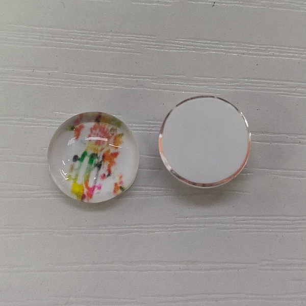 PandaHall Glass Cabochons, Flat Round, Music Note Pattern, Colorful, 10x4mm, 140pcs/bag Glass Flat Round