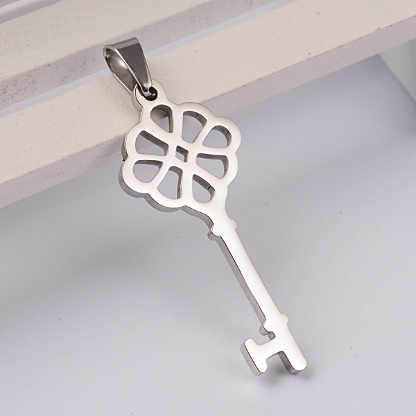 

PandaHall Key 304 Stainless Steel Pendants, Stainless Steel Color, 37x15.5x2mm, Hole: 7x4mm 304 Stainless Steel Key