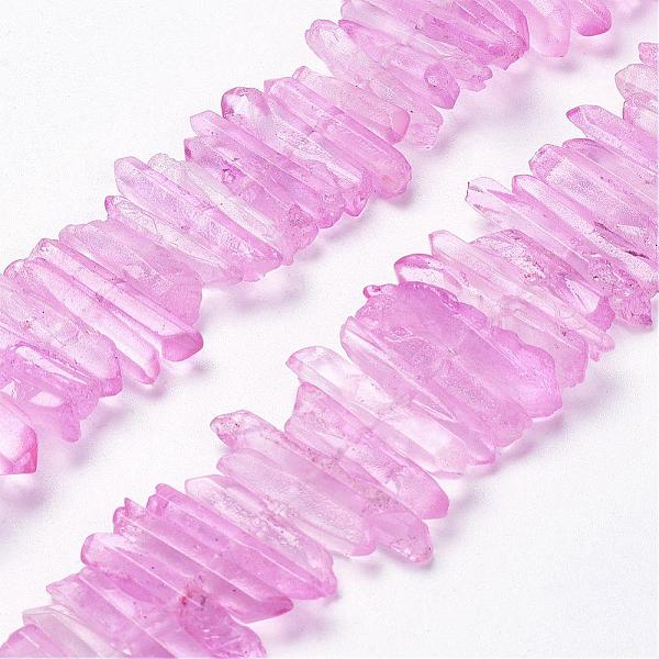 

PandaHall Natural Quartz Crystal Points Beads Strands, Dyed, Nuggets, Pearl Pink, 15~30x4~8x4~7mm, Hole: 1mm, 8 inch Quartz Crystal Nuggets...