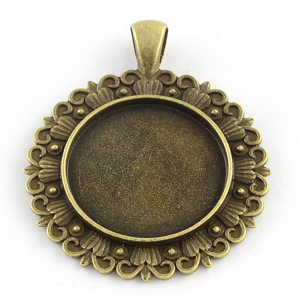 

PandaHall Tibetan Style Flower Alloy Pendant Cabochon Settings, Cadmium Free & Nickel Free & Lead Free, Antique Bronze, Tray: 25mm...