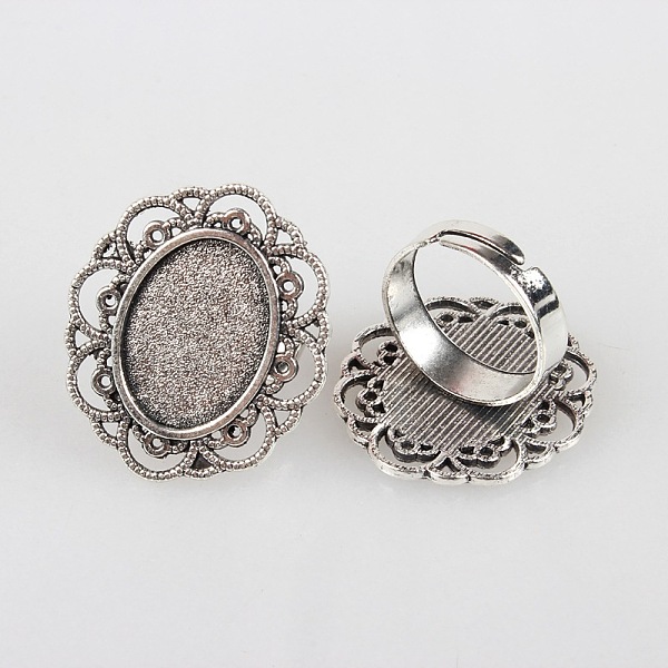 

PandaHall Vintage Adjustable Iron Flower Finger Ring Components Alloy Cabochon Bezel Settings, Cadmium Free & Lead Free, Antique Silver...