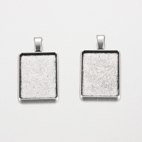 

PandaHall Rectangle Tibetan Style Alloy Pendant Cabochon Settings, Plain Edge Bezel Cups, Cadmium Free & Lead Free, Antique Silver, Tray...