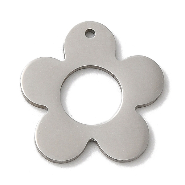 

PandaHall 201 Stainless Steel Pendants, Laser Cut, Stainless Steel Color, Flower Charm, 15.5x15x1mm, Hole: 0.8mm 201 Stainless Steel Flower