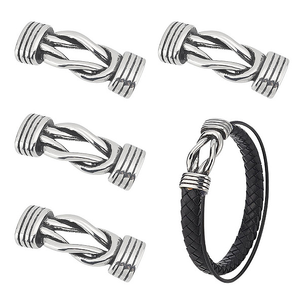 

PandaHall ARRICRAFT 4Pcs Tibetan Style Stainless Steel Connector Charms, For Leather Cord Bracelet Jewelry Making, Antique Silver...