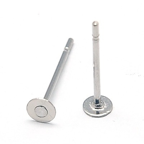 

PandaHall 304 Stainless Steel Stud Earring Findings, Stainless Steel Color, 12x3mm, Pin: 0.7mm 304 Stainless Steel Flat Round