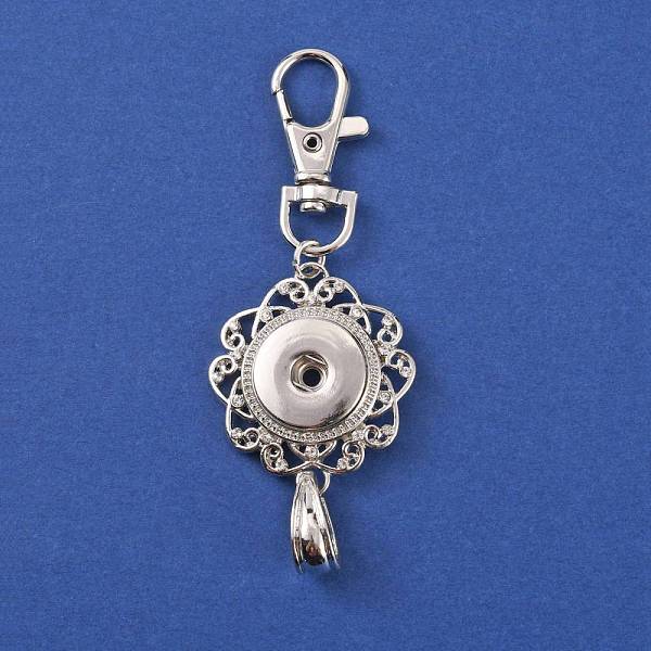 

PandaHall Alloy Keychain Clasp, Swivel Lobster Claw Clasp with Snap Base Pendant Settings, for Interchangeable Charms, Flower, Platinum...
