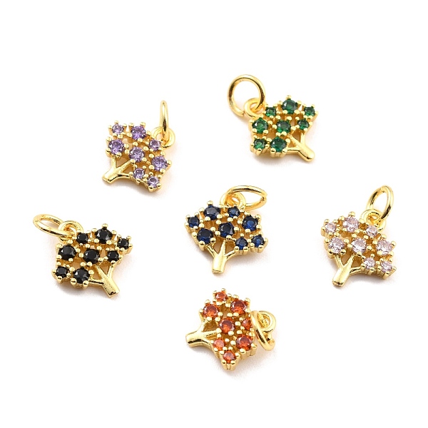 

PandaHall Brass Micro Pave Cubic Zirconia Charms, Real 18K Gold Plated, Cadmium Free & Lead Free, Tree, Mixed Color, 11x10x2mm, Hole: 3.8mm..., Multicolor