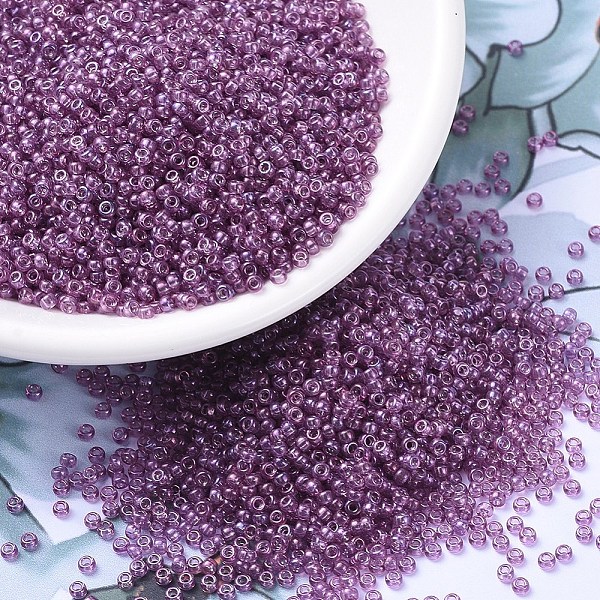 

PandaHall MIYUKI Round Rocailles Beads, Japanese Seed Beads, 11/0, (RR316) Light Amethyst Gold Luster, 2x1.3mm, Hole: 0.8mm, about..., Purple