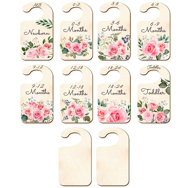 

PandaHall CRASPIRE 10Pcs Wood Baby Wardrobe Dividers Rose Nursery Decor from Newborn to 36 Month Closet Organizers Hanger Seperaters Baby..., Multicolor