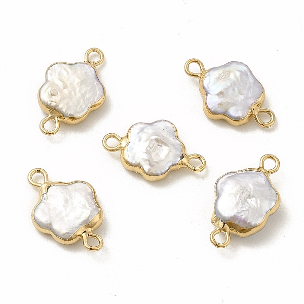 

PandaHall Baroque Natural Keshi Pearl Connector Charms, Flower Links, with Brass Double Loops, Light Gold, 19~20x11~12x3~6mm, Hole: 1.6mm...