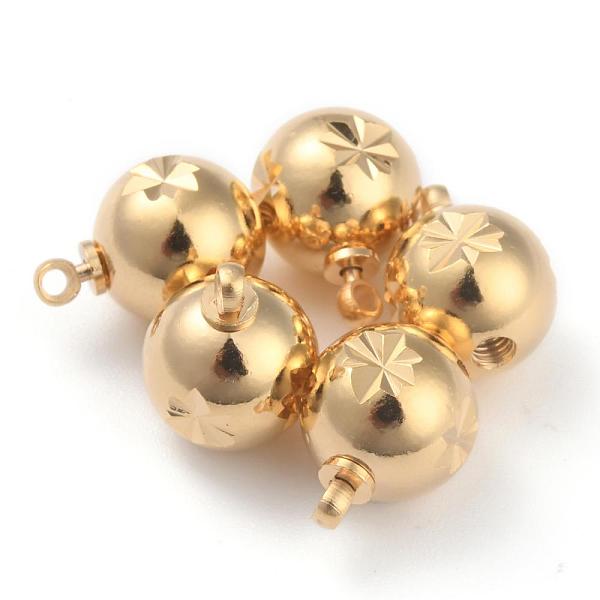 

PandaHall Brass Beads, Long-Lasting Plated, Round, Real 24K Gold Plated, 12.5x9.5~10mm, Hole: 1.4mm Brass Round