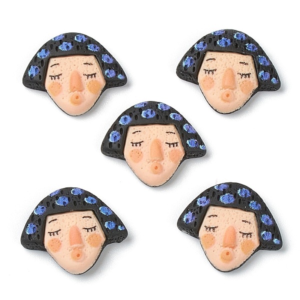 

PandaHall Resin Cabochons, Cartoon Character, Human with Black Hair, 18x22x5mm Resin Human Black