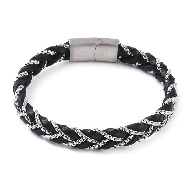 

PandaHall Black Braided Leather Cord Bracelets, with 304 Stainless Steel Magnetic Clasps, for Men Women, Stainless Steel Color, 8-1/2 inch...
