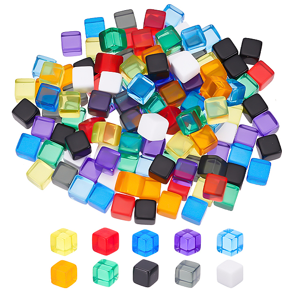 

PandaHall BENECREAT 140Pcs 10 Colors Opaque & Transparent Acrylic Beads, No Hole, Cube, Mixed Color, 7.5x7.5x7.5mm, 14pcs/color Acrylic Cube..., Multicolor