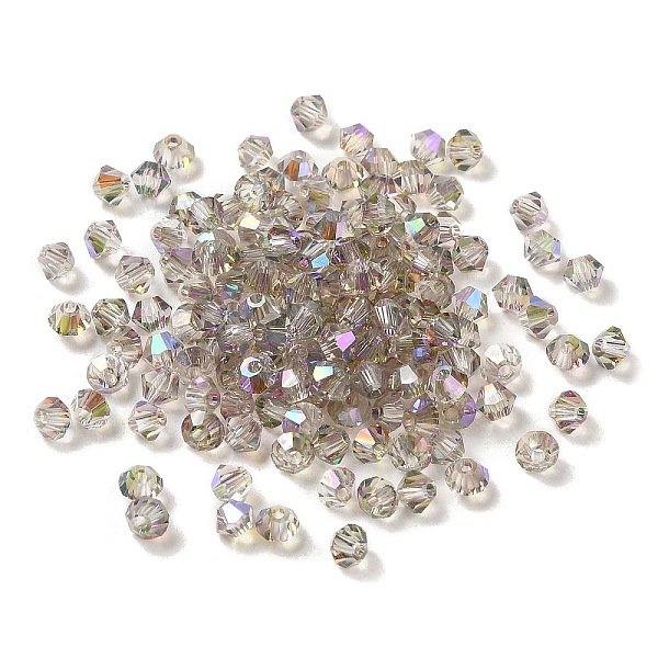 

PandaHall Transparent Glass Beads, Faceted, Bicone, Rosy Brown, 3.5x3.5x3mm, Hole: 0.8mm, 720pcs/bag. Glass Bicone