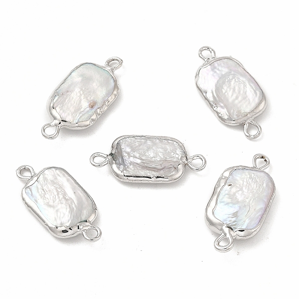 

PandaHall Baroque Natural Keshi Pearl Connector Charms, Rectangle Links, with Brass Double Loops, Platinum, 21~23x10~11x3~4mm, Hole: 1.6mm...