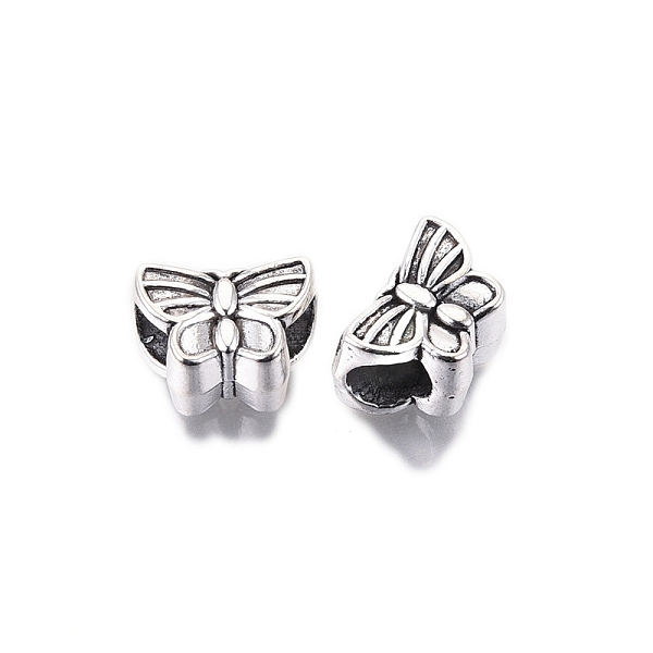 

PandaHall Tibetan Style Alloy European Beads, Large Hole Beads, Cadmium Free & Lead Free, Butterfly Shape, Antique Silver, 9x12.5x8mm, Hole...