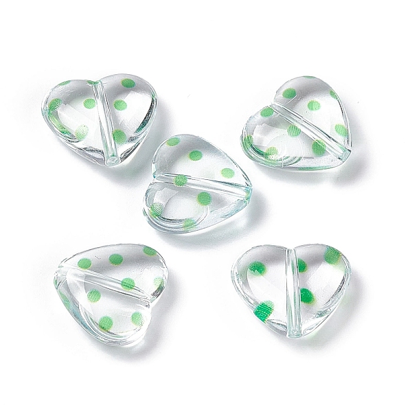 

PandaHall Transparent Acrylic Beads, Heart with Polka Dot Pattern, Clear, Green, 15.5x17.5x6mm, Hole: 1.7mm Acrylic Polka Dot Green